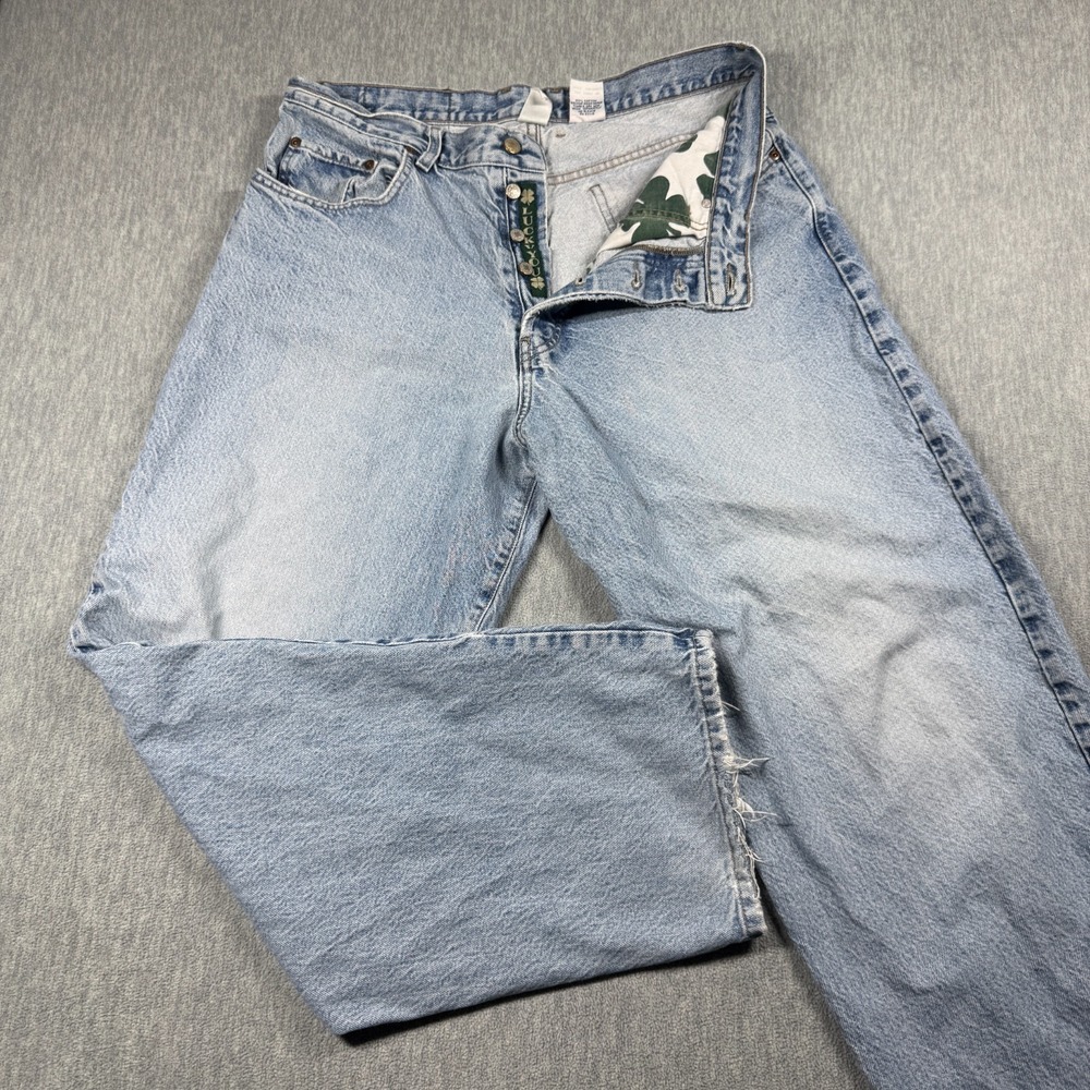 Lucky Brand Jeans Mens 36x34 Blue 61 Baggy Fit Button Fly Dungarees Denim USA
